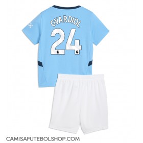 Camisa de time de futebol Manchester City Josko Gvardiol #24 Replicas 1º Equipamento Infantil 2024-25 Manga Curta (+ Calças curtas)